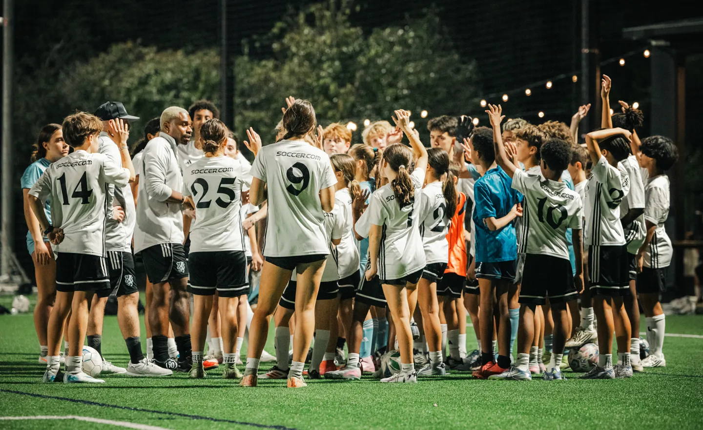 Team huddle at Soccer Spectrum
